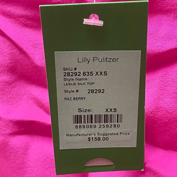 NWT Lilly Pulitzer Leslie Silk Tunic Top in Raz Berry XXS - Picture 5 of 5